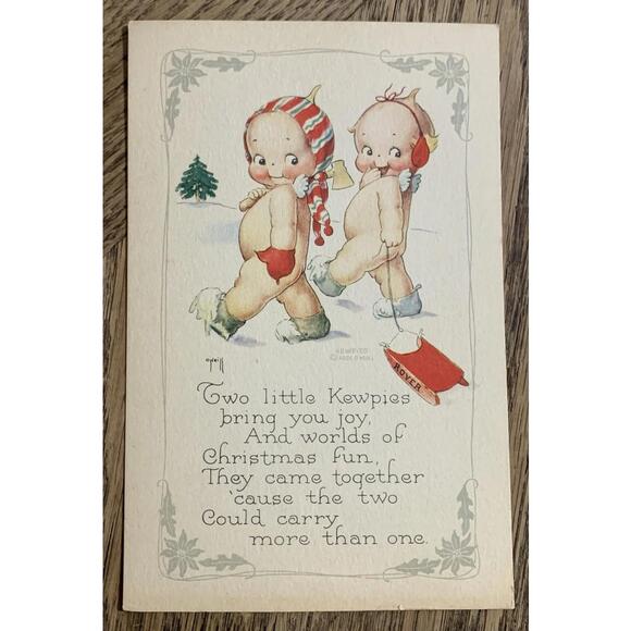 Other - Vintage Postcard Merry Christmas Kewpies Unposted